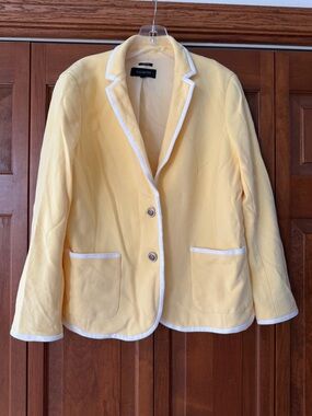 Talbots Pale Yellow Blazer with White Trim